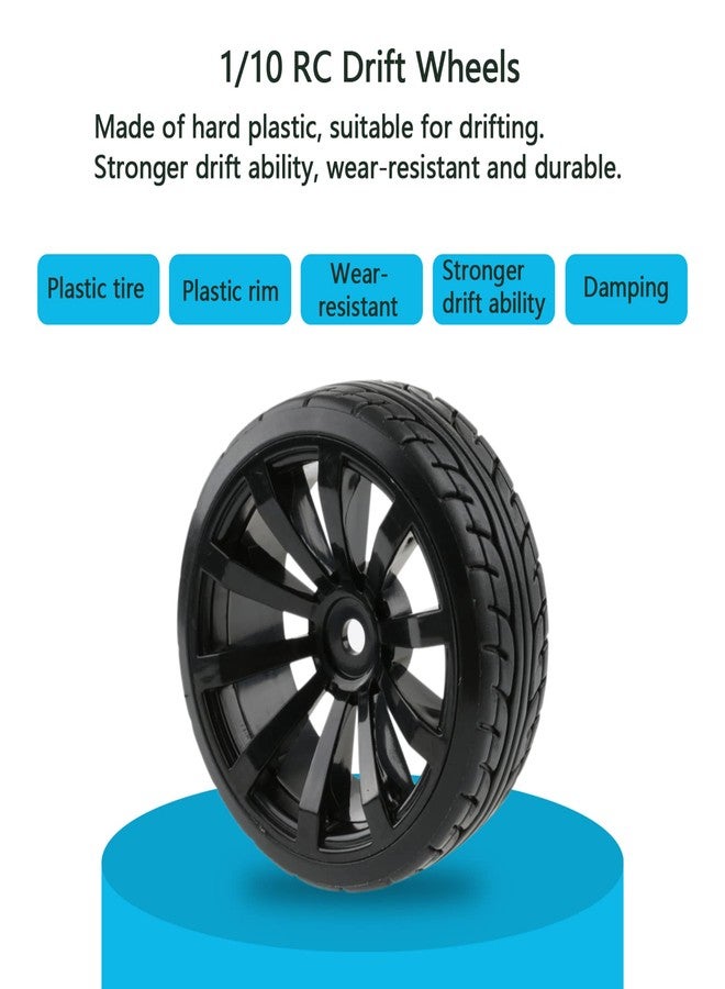 Rchobbytop 4pcs 1/10 RC Drift Wheels 12mm Hex Drift Wheels and Tires for HSP Redcat HPI Tamiya 3RACING Kyosho Traxxas Wltoys MST Exceed RC Drift Car, with 8pcs Flange Lock Nuts and Wrench - Image 5